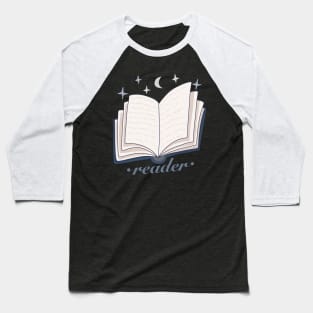 Reader blue open magic book design with stars and the moon Baseball T-Shirt